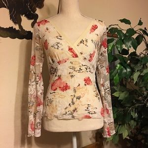 Paper Doll Lined sheer floral long sleeve top
